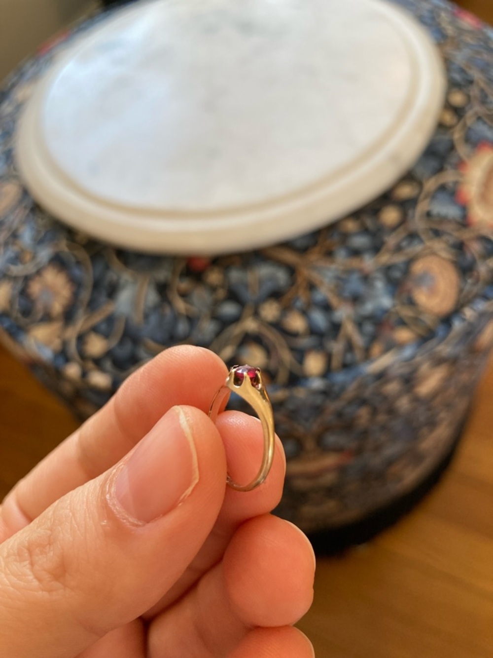 Antique Victorian Old Cut Ruby Paste Belcher Ring, Loeb & Co. 1896, Tiny Size - Picture 9 of 16